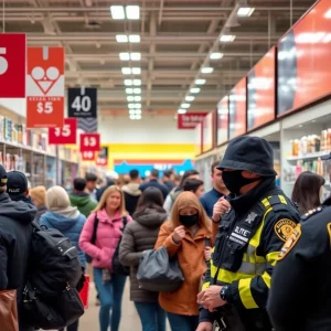 Retail store scene illustrating public awareness of theft
