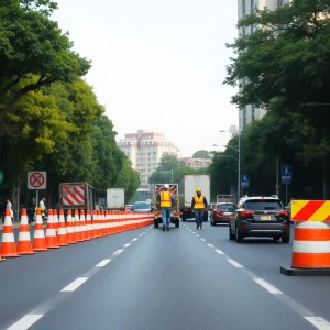 Construction scene on Slaughter Road in Huntsville