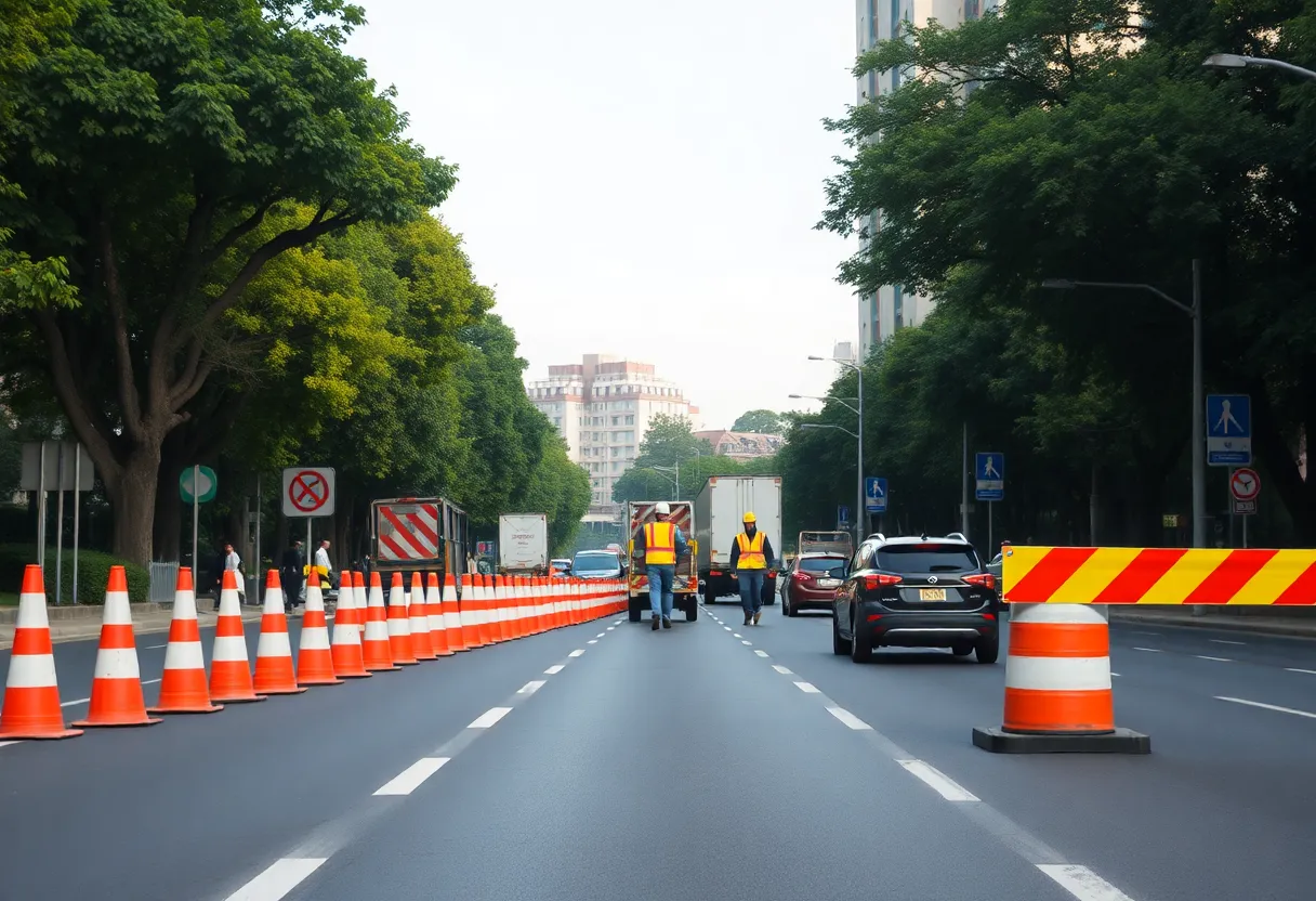 Construction scene on Slaughter Road in Huntsville