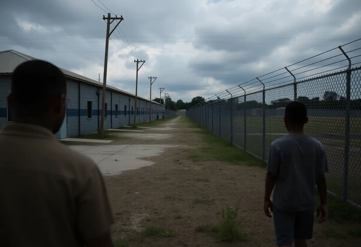 Exterior view of an immigration detention center in Louisiana
