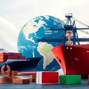 Conceptual image representing international trade and tariffs