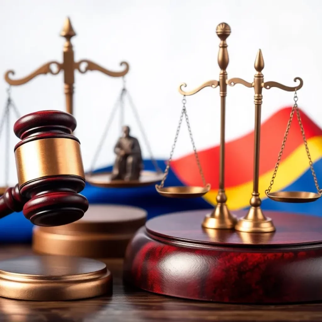 A representation of justice with gavel and scales for Venezuelan immigrants.