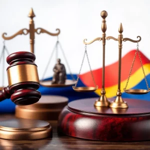 A representation of justice with gavel and scales for Venezuelan immigrants.