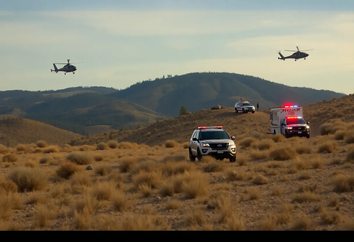 Law enforcement conducting a manhunt in the Ozark Mountains