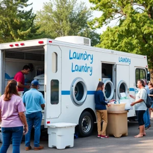 Mobile laundry unit providing services to the homeless community in Huntsville