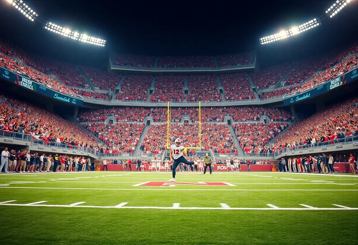 North Alabama Lions football game with players and fans
