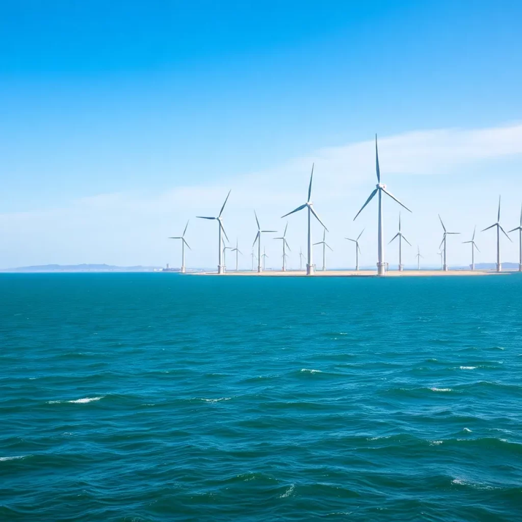 Offshore wind turbines generating clean energy