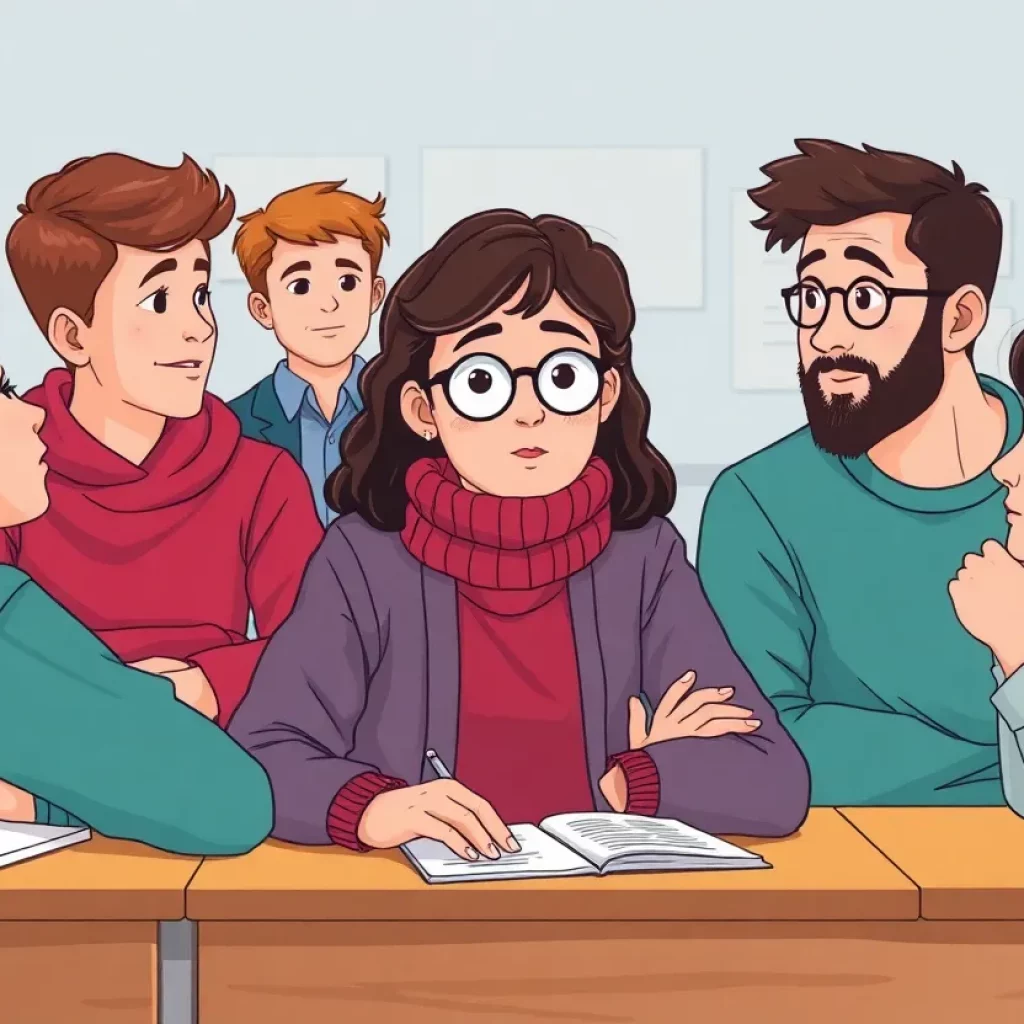 Students participating in a classroom discussion about social studies topics