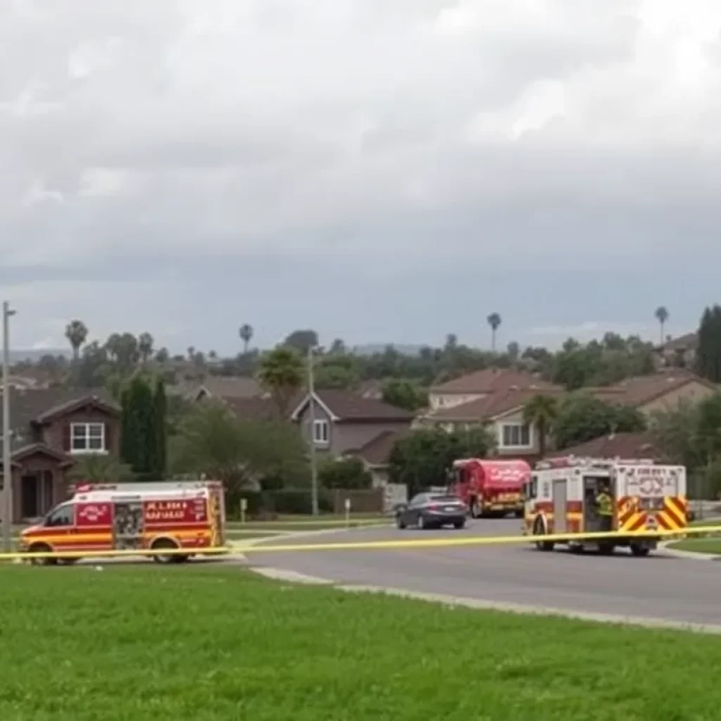 Scene of a plane crash in a residential area of San Diego.