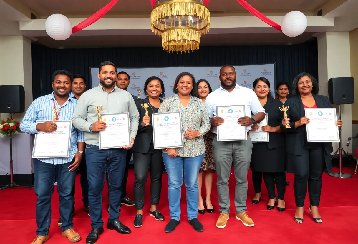 Ceremony for small business award winners celebrating achievements