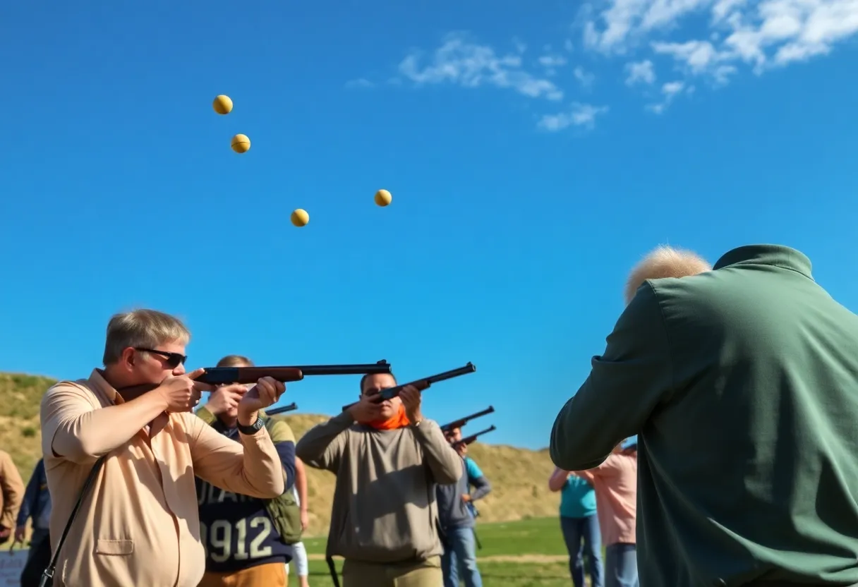 Participants at Redstone Arsenal clay shooting range during the competition