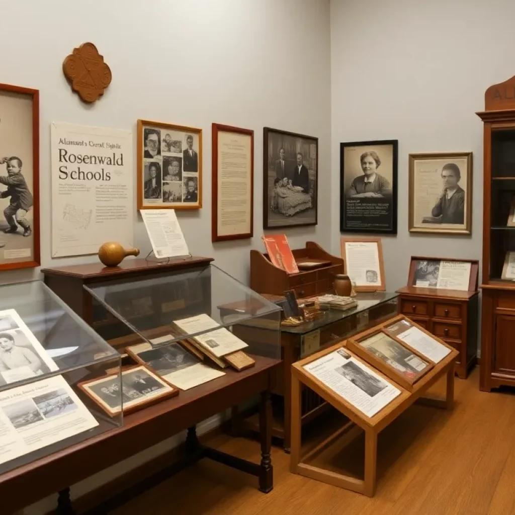Display of educational artifacts from Rosenwald Schools