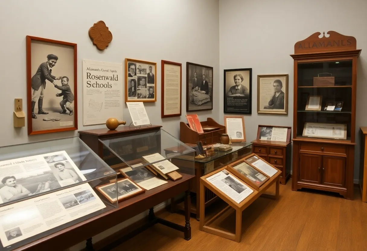 Display of educational artifacts from Rosenwald Schools
