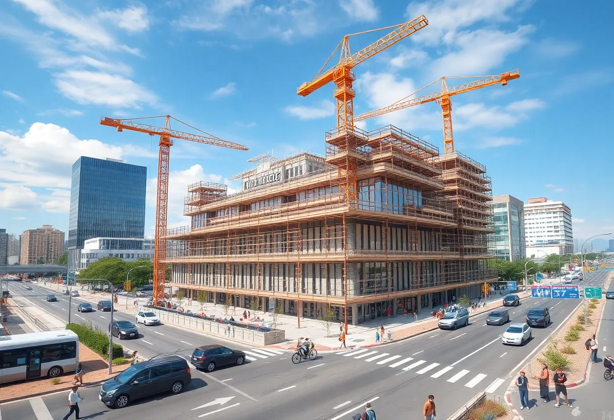 Construction site of Stadium Commons in Huntsville.