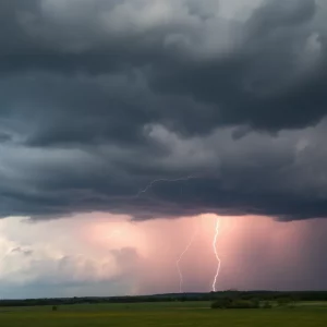 Storm clouds indicating tornado watch in North Alabama