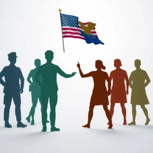 Illustration representing military service and diversity.