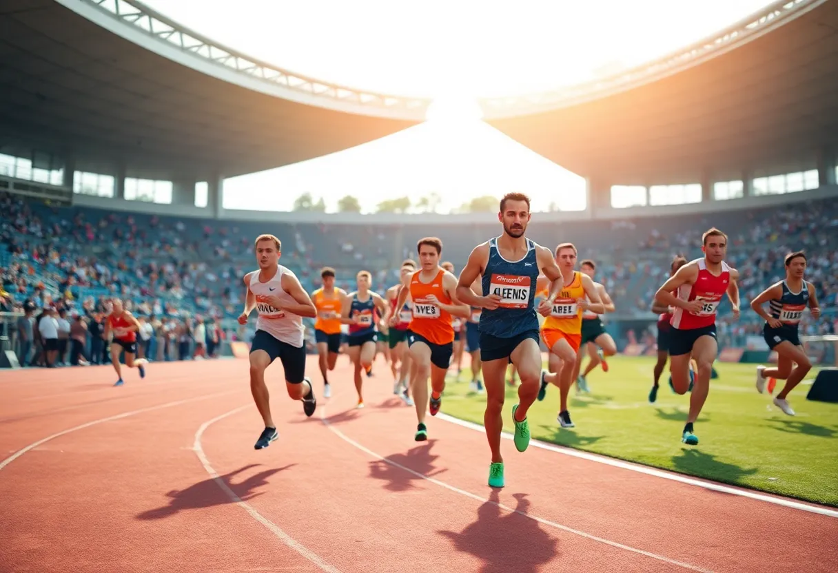 Track and field athletes from UConn competing at the Crimson Tide Invitational