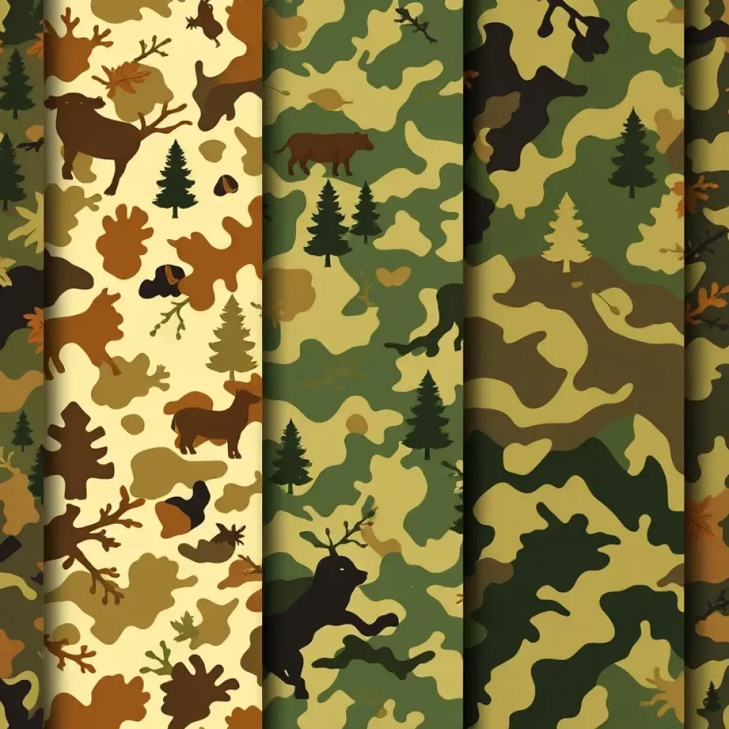 Camouflage patterns designed for University of Alabama apparel.