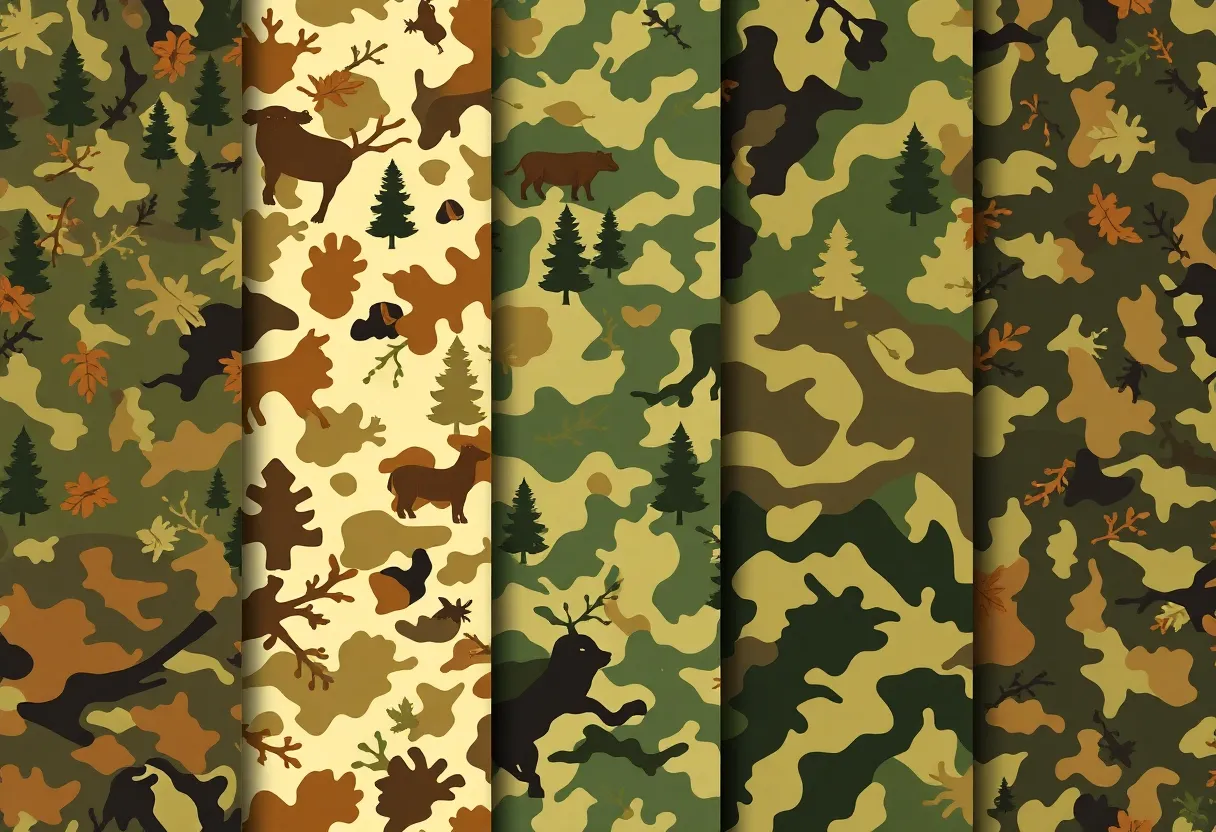 Camouflage patterns designed for University of Alabama apparel.