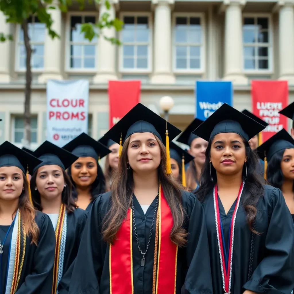 University graduates displaying mixed reactions during a commencement event