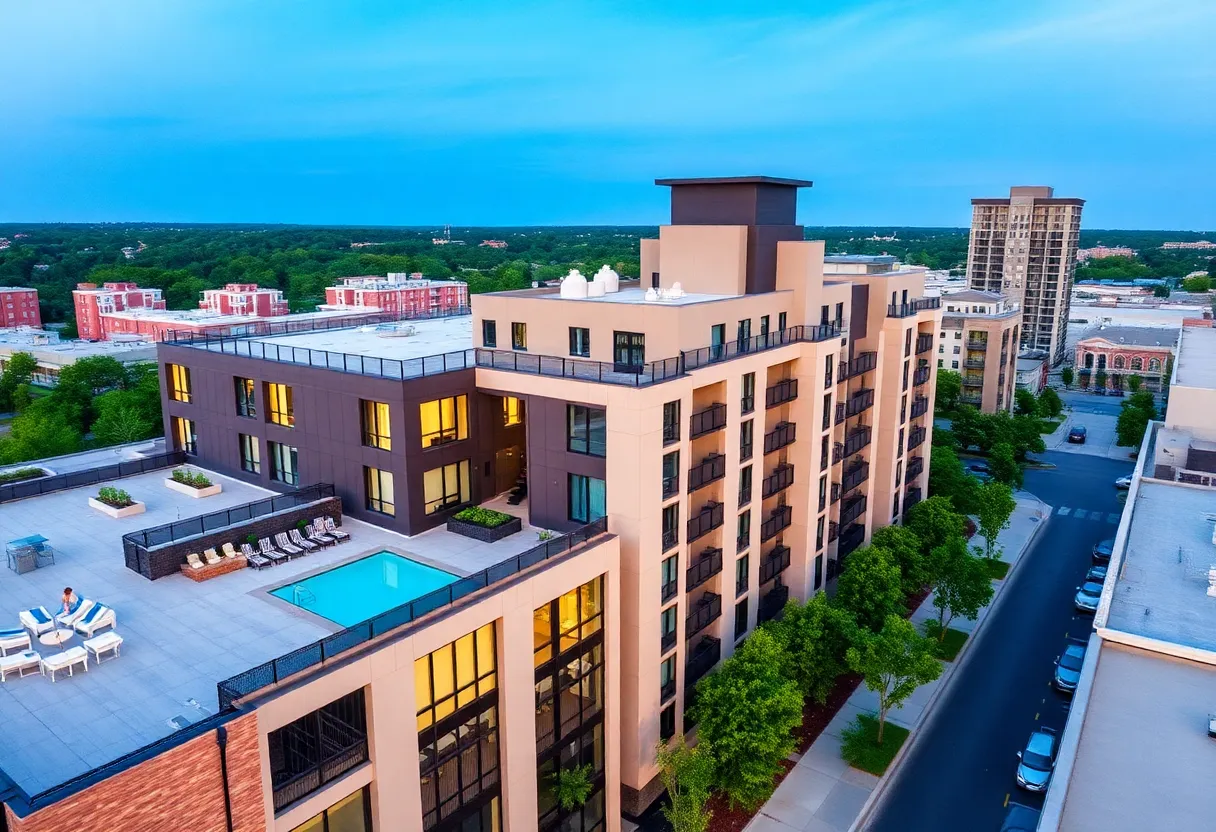 Modern apartment complex Vista at Councill Square in Huntsville
