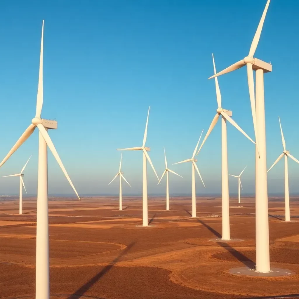 Wind turbines generating renewable energy