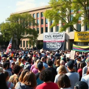 Gathering of attendees at the 60th anniversary of desegregation at the University of Alabama