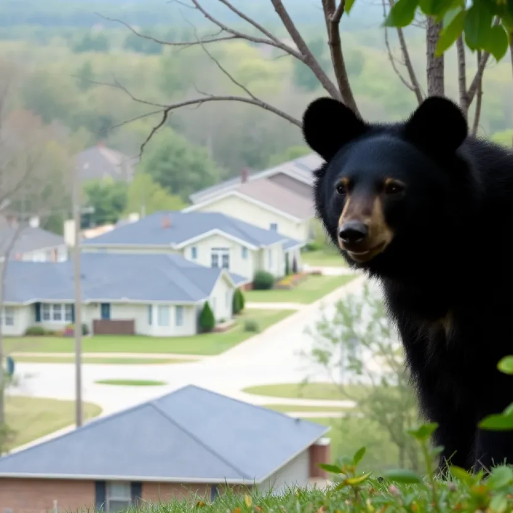 Black bear spotted in a residential area of Huntsville, Alabama.