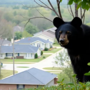 Black bear spotted in a residential area of Huntsville, Alabama.