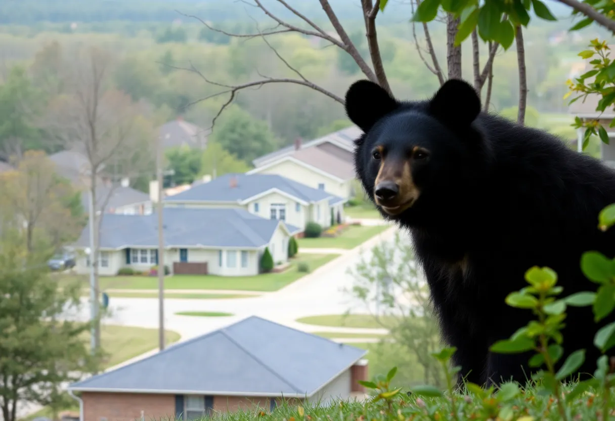 Black bear spotted in a residential area of Huntsville, Alabama.