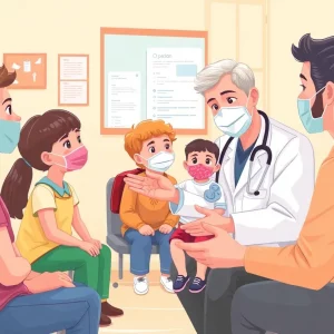 A pediatrician discussing COVID-19 vaccine with a family