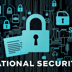 Abstract representation of national security focusing on classified information