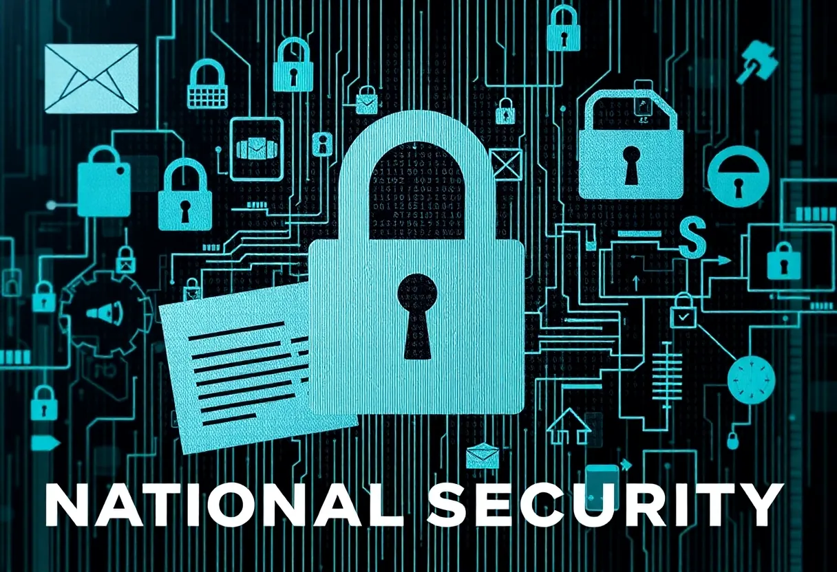 Abstract representation of national security focusing on classified information