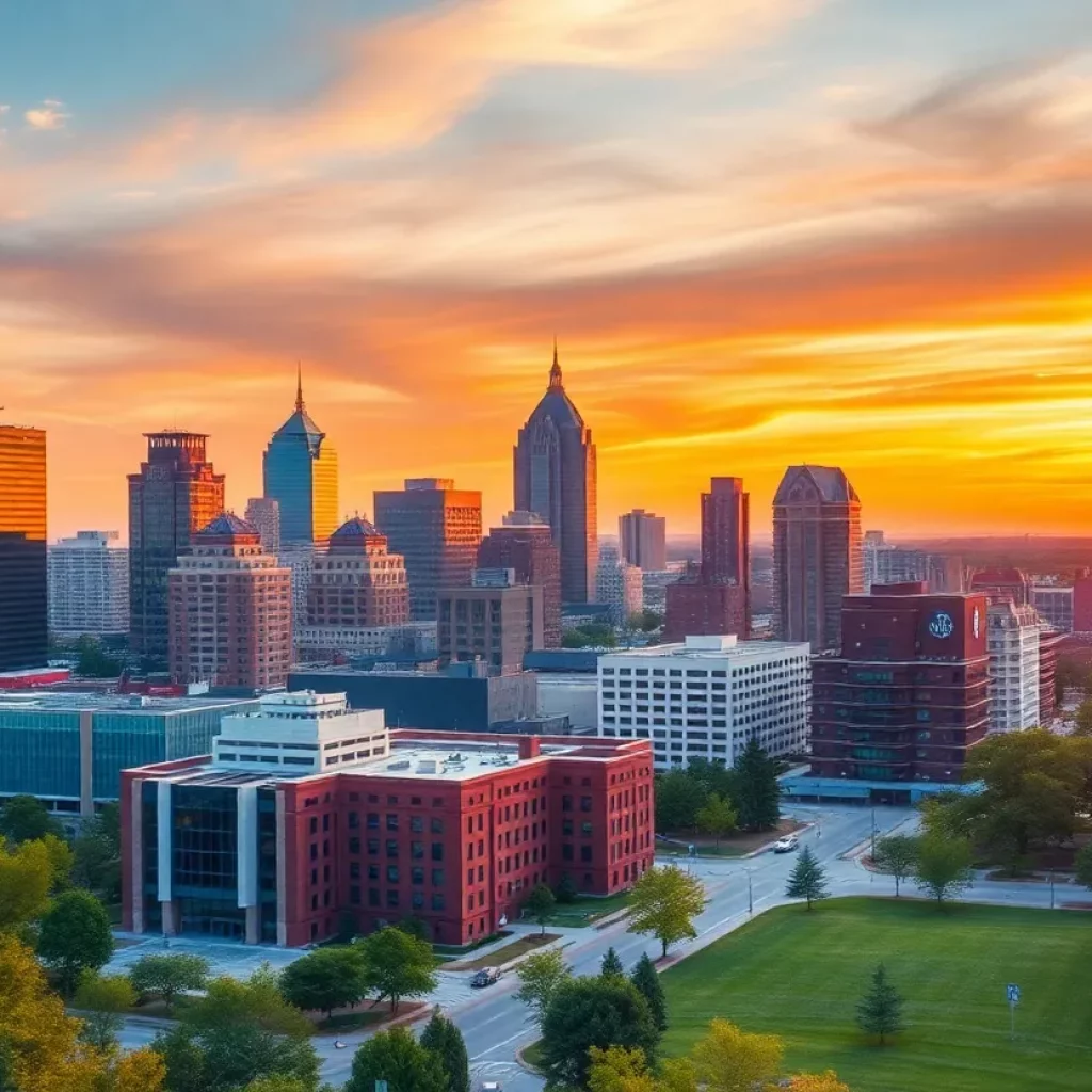 Skyline of Huntsville and Auburn/Opelika, highlighting economic development and modern urban infrastructure.