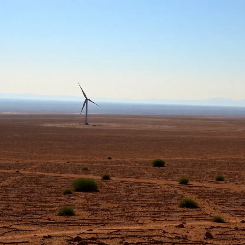Landscape depicting extreme summer heat waves with cracked ground.