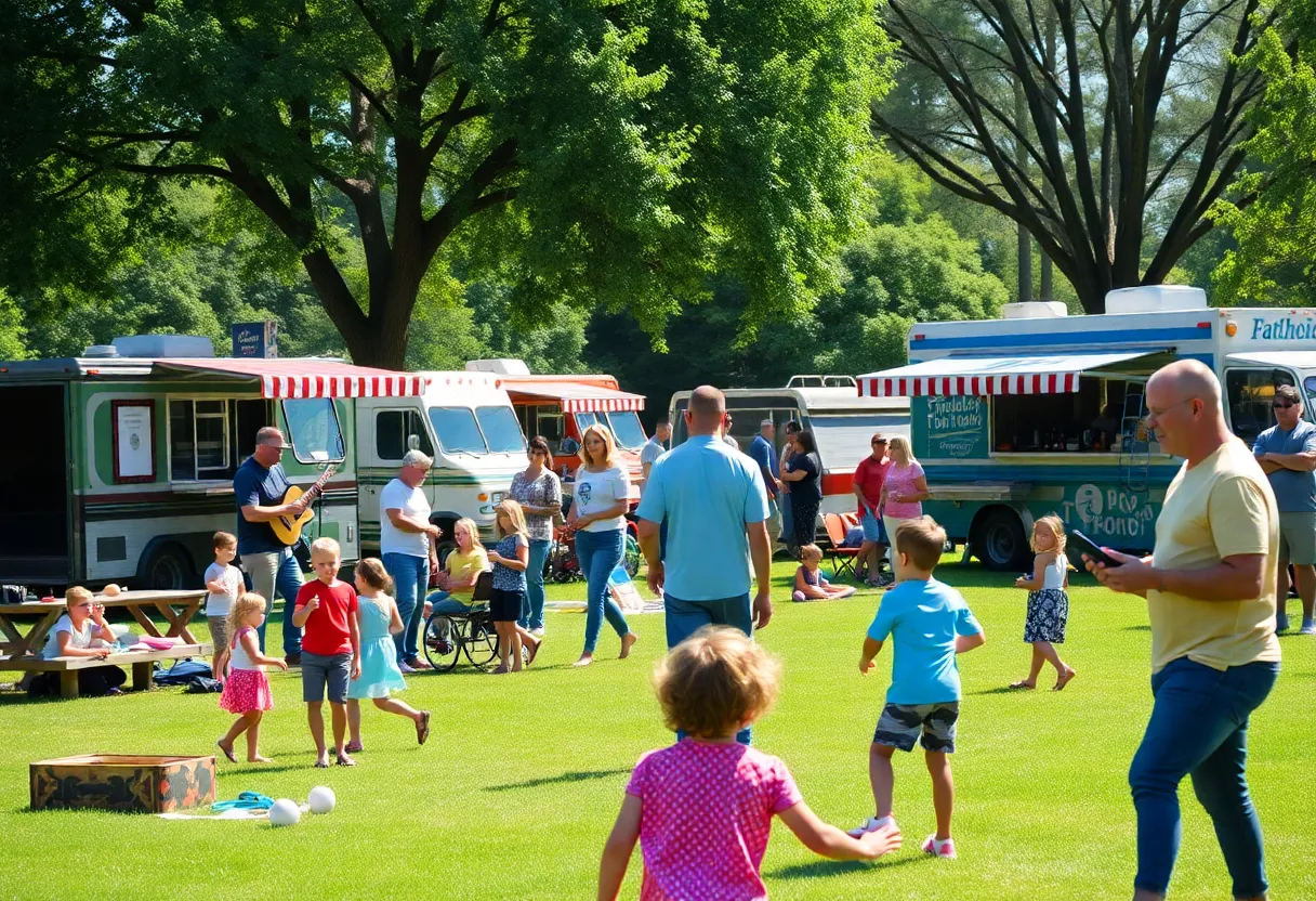 Families enjoying Father's Day festivities at a park