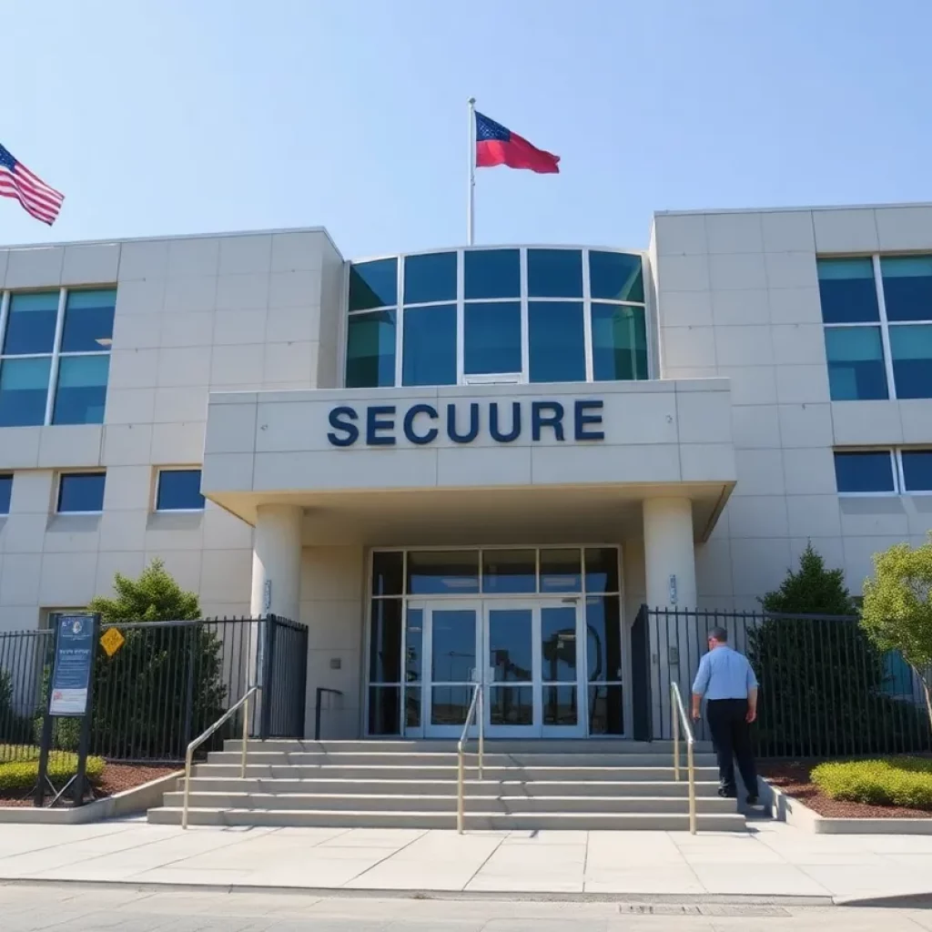 Secure government building representing national security.