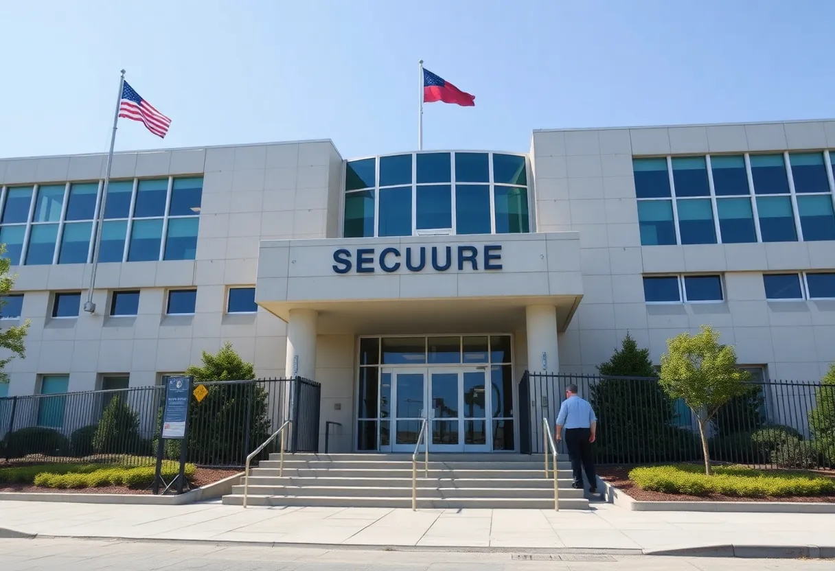Secure government building representing national security.