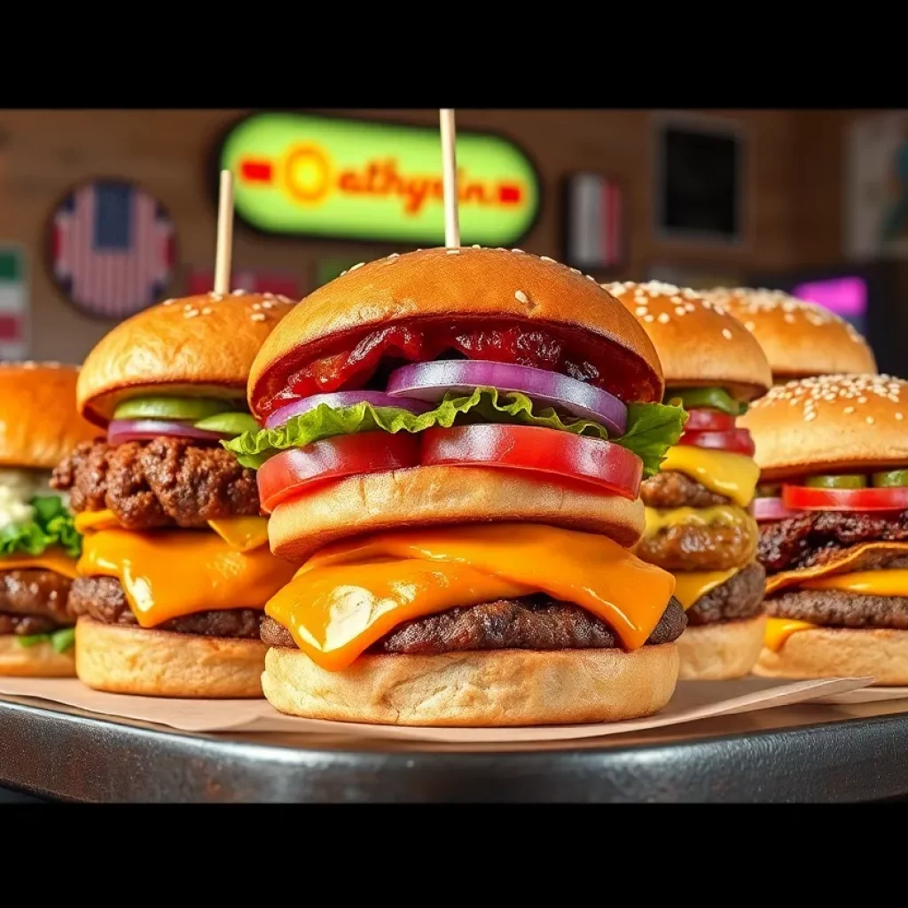 A selection of gourmet burgers from Huntsville restaurant scene.