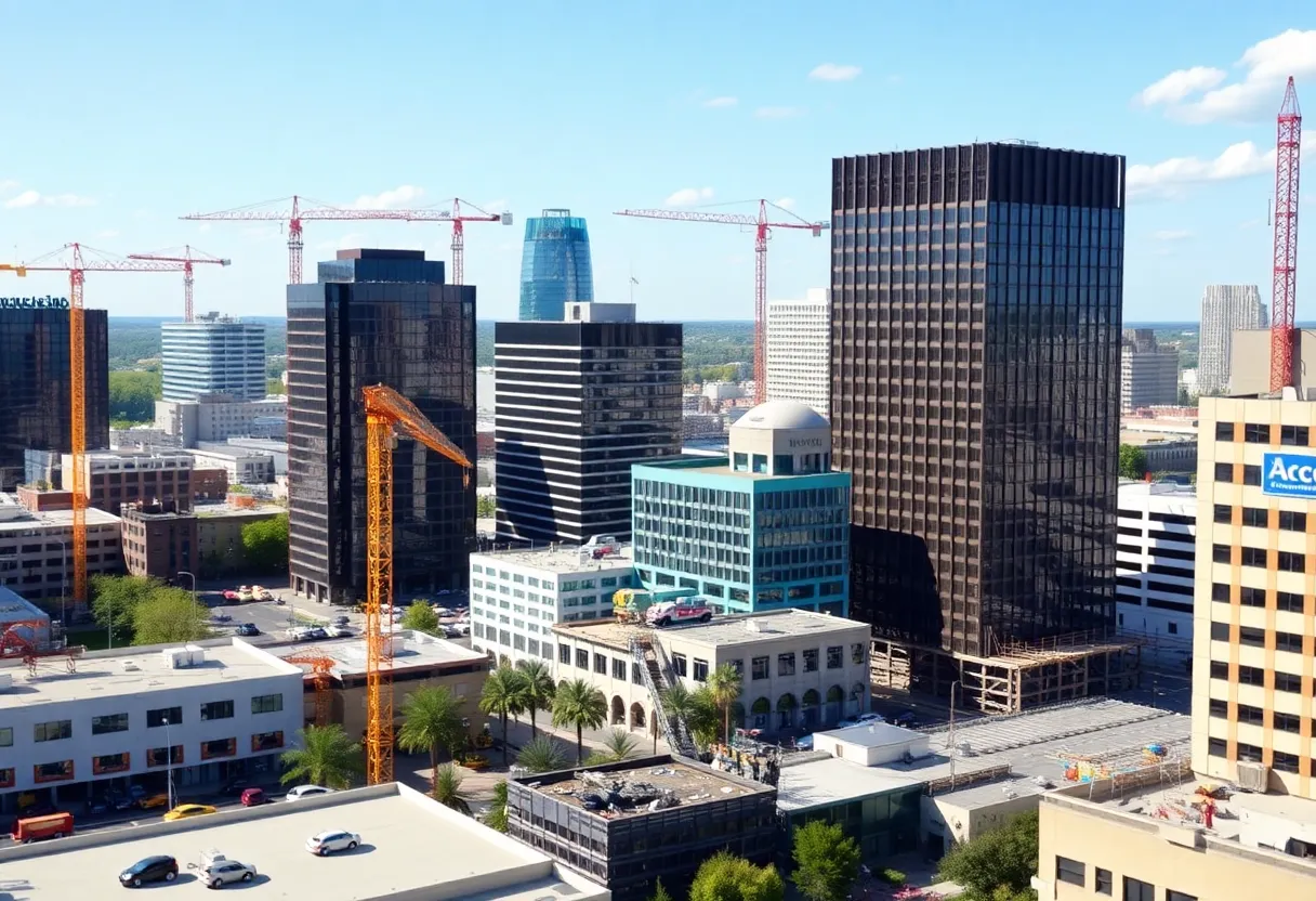 Cityscape of Huntsville showing construction progress