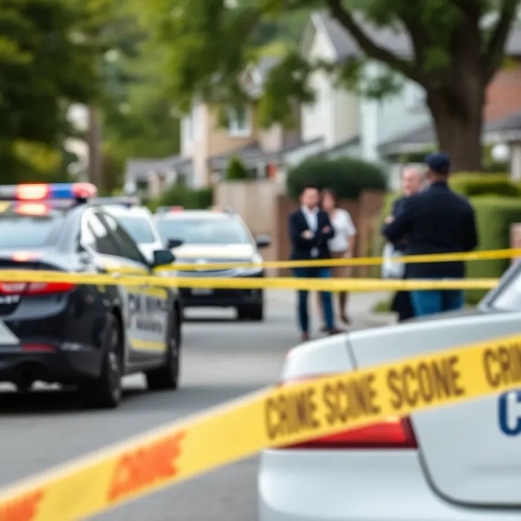 Police activity at a residential crime scene in Huntsville