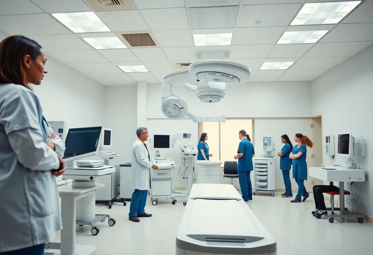 Leadership team at Huntsville Hospital working in a modern healthcare environment