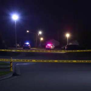 Police investigating a crime scene in Huntsville neighborhood