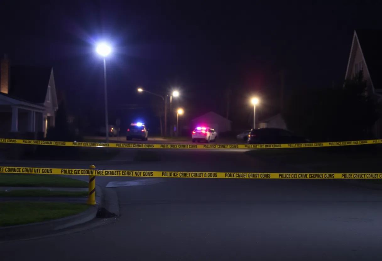 Police investigating a crime scene in Huntsville neighborhood