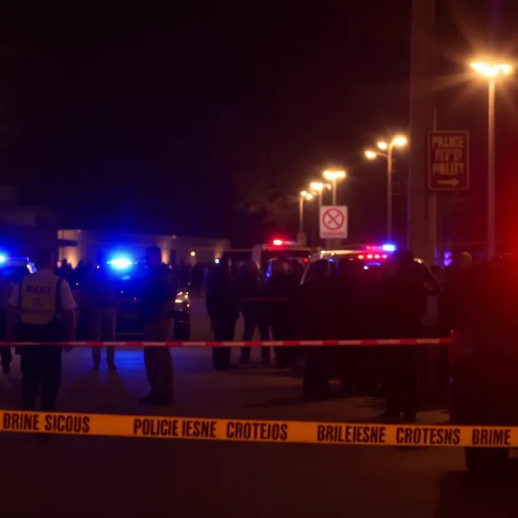 Police lights at a shooting incident scene in Huntsville