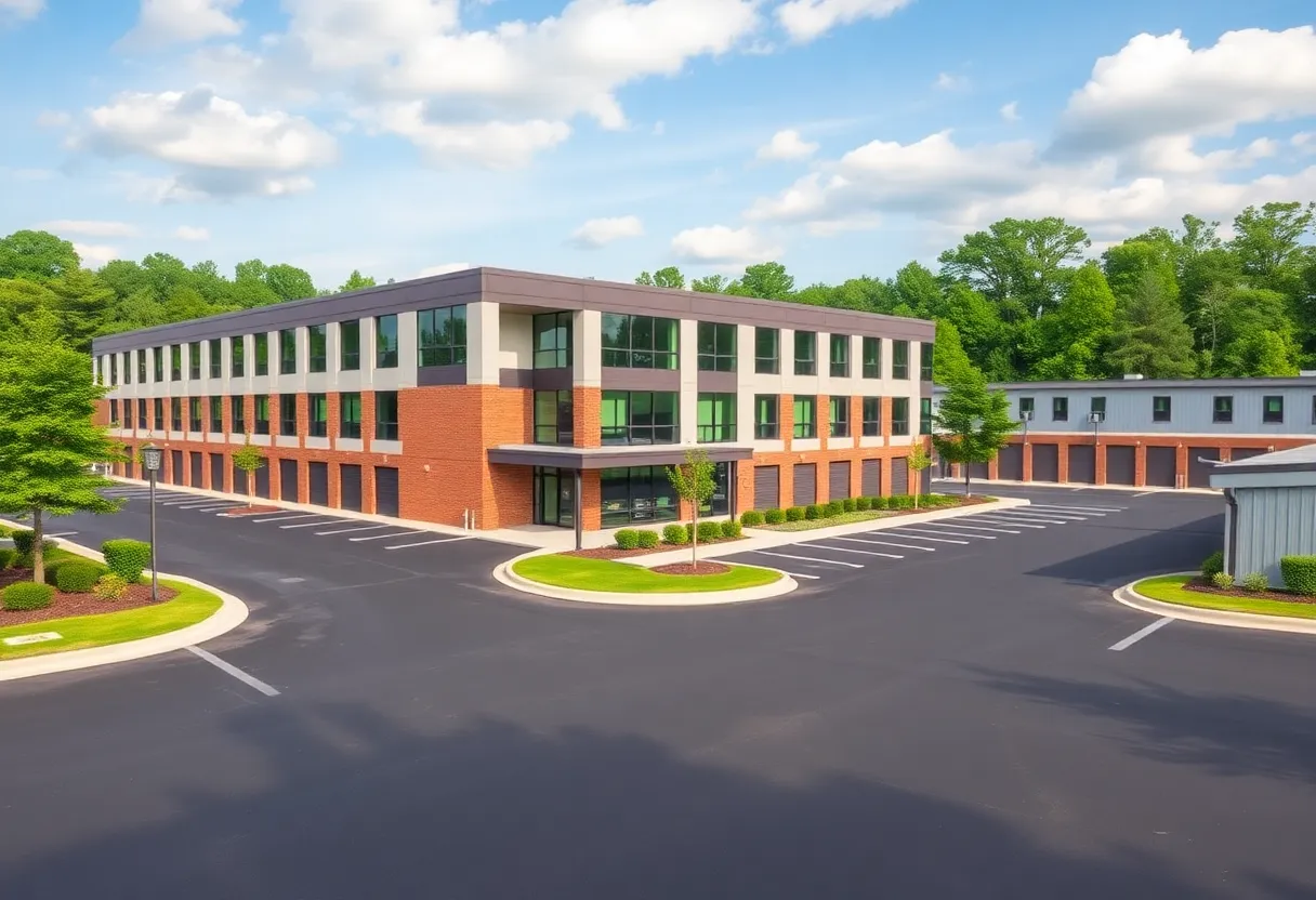 Exterior of The Storage Center self-storage facility in Huntsville, AL