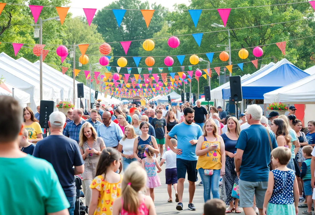 Crowd enjoying music and festivities in Huntsville during a community event