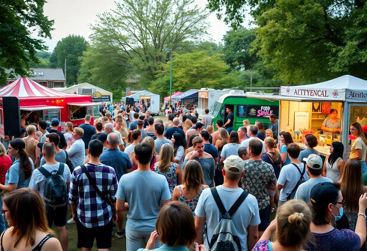 Outdoor concert with crowd enjoying live music at 805 After Five in Huntsville