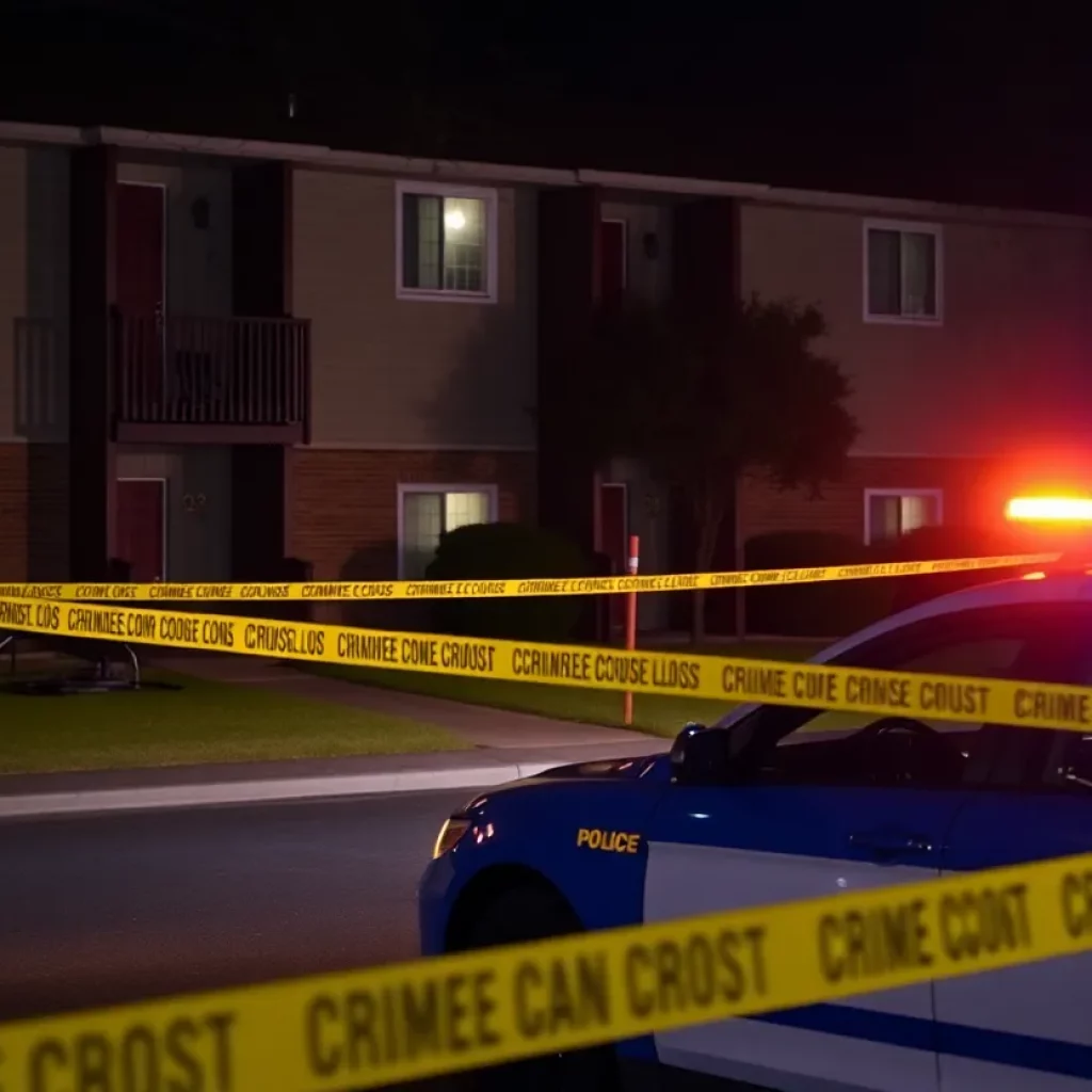 Police car at scene of a violent crime in Huntsville