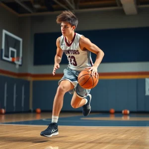 High school athlete playing basketball and football
